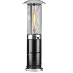Blumfeldt Heizpilz Gas für Terrasse, Garten & Balkon, Terrassenheizer mit 360°Flammen-Blick, Outdoor-Gasheizstrahler, Terrassen-Heizer mit Elektrischer Zündung, Gas-Heizstrahler mit Bodenrollen
