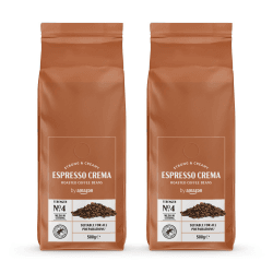 by Amazon Espresso Crema Röstkaffee Ganze Bohnen, 1kg (2 Packs of 500g), Rainforest Alliance-Zertifizierung