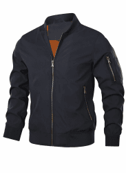 HOOD CREW Herren Bomberjacke Leichte Dünne Lässige Jacke Windbreaker Übergangsjacke mit Reißverschlusstaschen