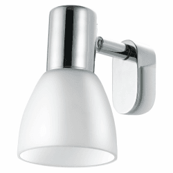 EGLO Spiegellampe Sticker, Wandleuchte, Spiegelleuchte aus Metall und opal-mattem Glas, Badezimmer Lampe in Chrom, Weiß, Feuchtraumleuchte, IP44, E14 Fassung
