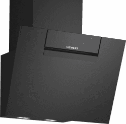 Siemens LC67KFN60, iQ300 Smarte Dunstabzugshaube, 60 cm breit, Wandmontierte Kopffreihaube, Made in Germany, Abluft-Umluft, Besonders leise, Touch- oder Kochfeld-Steuerung, LED-Beleuchtung, Schwarz