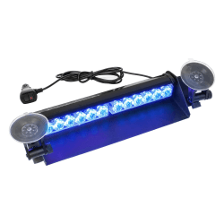 35,6cm LED Blaulicht Warnleuchte Frontblitzer - 12 LED 9 Blinkmodi Blitzleuchte, 2 Saugnäpfe Hohe Intensität 12V-24V Blinkende Windschutzscheibe Lampe Stroboskopstange für Auto LKW (Blau)