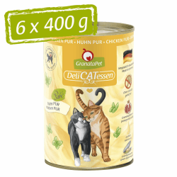 GranataPet DeliCatessen Huhn PUR, Nassfutter für Katzen, Futter ohne Getreide & ohne Zuckerzusätze, Katzenfutter mit hohem Fleischanteil & hochwertigen Ölen, 6 x 400 g