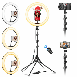 12 Zoll Ringlicht mit Stativ Handy, groß Stativ für Smartphone mit Ringleuchte, Handystativhalter mit Ring Light Ringlight für Fotografie