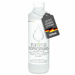 PURIVITA® Isopropanol 99,9% [500ML] - Reinigungsalkohol Isopropanol - Reiner Alkohol zum Reinigen von Haushalt & Industrie - Isopropylalkohol - Desinfektionsmittel Reiner Alkohol - Ethylalkohol