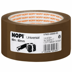 tesa NOPI Packband - vielseitiges Verpackungsband aus Polypropylen, geräuscharm abrollbar - lösungsmittelfrei und abriebfest - 66 m x 50 mm - braun
