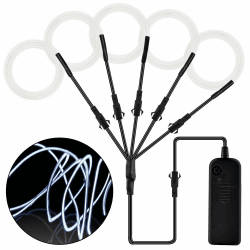 Joycabin EL Draht 5 x 1M Neon Beleuchtung Draht Lichtschlauch, Portable Neon leuchtende Wearable LED Lights für Partys, Karneval, Halloween, DIY Kostüm Dekoration (Weiß)