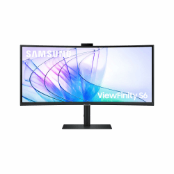 Samsung ViewFinity S65VC Curved Monitor 34 Zoll, Mit Lautsprechern und Webcam, Bildschirm mit VA-Panel, 3.440 x 1.440 Pixel, Bildwiederholrate 100 Hz, Reaktionszeit 5 ms, 90 W Laden via USB-C, Pivot