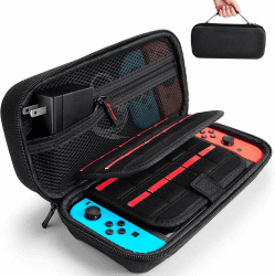 Tasche Kompatibel mit Nintendo Switch/Switch OLED, Harte Tragetasche Hülle Case für die Nintendo Switch/Switch OLED, Schutzhülle mit Aufbewahrung für 20 Spiele, Konsole & Zubehör - Schwarz