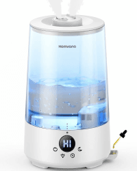 Homvana Top-Fill Luftbefeuchter für Schlafzimmer, 3,6 Liter, 360 Grad, kalter Nebel, 34 h, langlebig, leise 16 dB, kleiner Diffusor für ätherische Öle