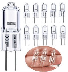 Vinaco G4 12V 20W Halogen Glühbirne, 10er Pack G4 Halogen 20W Leuchtmittel Dimmbar Warmweiß 2800K, Lange Lebensdauer Halogenlampen G 4 20 Watt für Unterschrank-Puckleuchte, Kronleuchter.