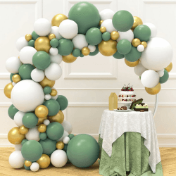 Luftballon Girlande Olivgrüne Ballon Girlande weiße goldene - 137 Stück Luftballons weiße gold Konfetti - Luftballons Geburstag weiße Grün luftballon geburtstagsdeko,Hochzeit,Abschluss deco