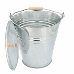 Zinkeimer Ascheeimer mit Deckel Silber 12 Liter, ideale Kamin Zubehör Erweiterung, Eimer zur Lagerung von heißer und kalter Asche