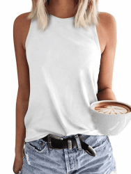GeGekoko Damen Tank Top Ärmellose Oberteile Sommer Tanktops Rundhals Blusentop Basic Baumwolle Strand Tops Sexy Vest Bluse