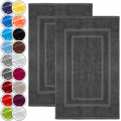 2er Pack Badvorleger | Premium Qualität | 100% Baumwolle | 50 x 80 cm | Duschvorleger Duschmatte Doppelpack | Farbe: Anthrazit grau