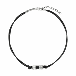 s.Oliver Halskette aus Edelstahl/Leder für Herren, Halsschmuck Männer, Stainless Steel Chain, Geschenk für Freund und Mann, Kommt in Schmuckbox