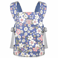 GAGAKU Puppentragetasche Puppentrage Kinder ab 3 Jahre Tragetuch Baby Vorne und Hinten Puppenzubehör 100% Baumwolle - Blaue Blumen