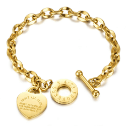 Emibele Charme Armband mit Gravur, Edelstahl Gliederarmkette mit OT Schnalle für Damen Mädchen Partys Geburtstag Valentinstag Muttertag