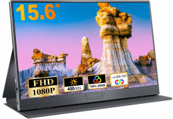 Portable Monitor, 15,6 Zoll Tragbarer Mobiler IPS Bildschirm, FHD 1920x1080 HDR USB C mit Type-C HDMI Anschluß, für Laptop/MacBook/PC/Xbox/PS/Switch, mit Schutzhülle