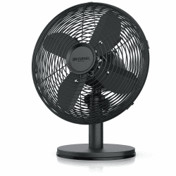 Brandson - Tischventilator Design Retro - Ventilator mit 3 Geschwindigkeitsstufen - mobiler Lüfter - Oszillation 80°, Neigungswinkel ca. 40° - Robustes Voll-Metallgehäuse - Blackline
