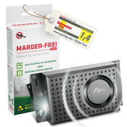GARDIGO® Marder-Frei Dual | Marderschreck Auto | Mobile Marderabwehr für KFZ, Haus, Dachboden, Garage | Ultraschall und Blitzlicht | Anschluss an 12V Autobatterie oder Batteriebetrieb möglich