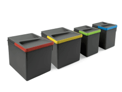 Emuca - Recycle Behälter für Küchenschublade, Höhe 216, 2x12L + 2x6L, Anthrazitgrauer Kunststoff, Kunststoff