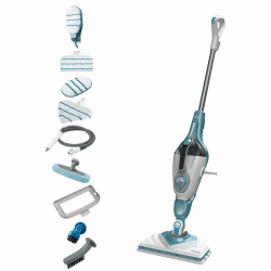 BLACK+DECKER Dampfreiniger 1600W 2in1 Dampfbesen mit Handdampfgerät (für hygienische, gründliche Sauberkeit, für die Reinigung des gesamten Haushaltes, inkl. 11-tlg. Zubehör) BHSM166DSM-QS