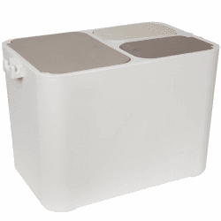 ONVAYA® Mülltrennsystem Ben | Mülltrennung mit mehreren Fächern | Mülleimer in creme-weiß | Abfalleimer für Küche & Bad (36 Liter, Creme-Beige-Braun)