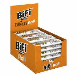 BiFi Roll Turkey - 24er Pack (24 x 45g) - Herzhafter Truthahn–Salami Fleischsnack – Snack im Teigmantel - für Unterwegs, im Büro oder beim Sport - mit Pfeffer, Koriander & Knoblauch