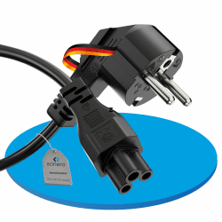 sonero Stromkabel 3 Polig, 2,0m, Schutzkontakt Stecker Netzstecker auf C5 Buchse,Netzkabel Netzteil Strom Kabel für Monitor PC Laptop, Schwarz