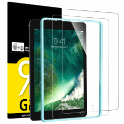 NEW'C 2 Stück, Schutzfolie für iPad 9.7 Zoll (Model 2018/2017), iPad 6, iPad 5, iPad Pro 9.7, iPad Air 2 / iPad Air Panzer Schutz Glas Folie,9H Härte,HD Displayschutzfolie und ein Ausrichtungswerkzeug