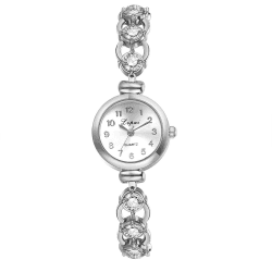 JewelryWe Damen-Armbanduhr, Quarz, analog, rund, klein, Roségold, wasserdicht, verstellbares Armband aus Edelstahl, für den täglichen Gebrauch Rund-silber