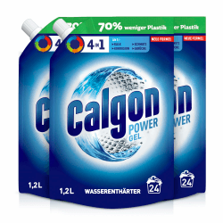 Calgon 4in1 Power Gel – Wirksam gegen Kalk, Schmutz und Gerüche – Schützender Wasserenthärter für die Waschmaschine – 3 x 1,2 l in praktischer Nachfüllpackung