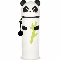 Kawaii Federmäppchen, mäppchen, 2-in-1 Weiche Silikontasche, Federmäppchen, Stand Up Federmäppchen, Tier Stifthalter, Stifthalter Bleistifttasche Mädchen Junge (Bambus-Panda)