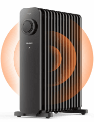 2500W Ölradiator Energiesparend, 13 Rippen Elektroheizung, Mobile Elektro Heizkörper mit Thermostat, 3 Heizstufen und Überhitzungsschutz, Radiator Heizung Elektrisch, Schwarz