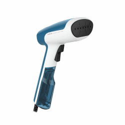 Tefal Access Steam First Dampfbürste, leichtes Design, 15 Sekunden Aufheizzeit, 1300 W, kontinuierliche Dampfabgabe 20 g/Min., keimvernichtend, 70ml, ‎18,4 x 10,6 x 30cm, Steamer, weiß/blau, DT6130