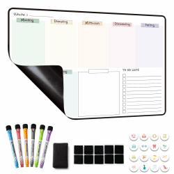 MCCORL Magnetisch Whiteboard Wochenplaner abwischbar, Magnettafel für Kühlschrank, perfect as Famiien Haushaltsplaner, Essenplaner, Putzplaner oder To Do Liste 42×28cm auf Deutsch