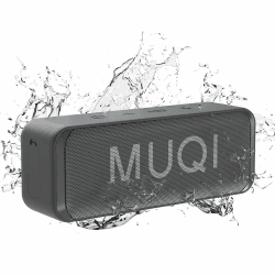 Bluetooth Lautsprecher, Musikbox mit IPX7 Wasserdicht,kabelloser Boxen 10W Stereo Sound intensiver Bass,24 Std.Spielzeit, Eingebaut Mikrofon, tragbarer Box für Zuhause, Draußen (Grau)