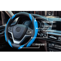 Auto Leder Lenkradbezug - Sport Universal 37-38cm Lenkradbezug, Anti-rutsch Atmungsaktives Lenkradbezug, Blau