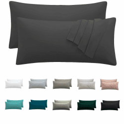 Nesture Kissenbezug 40 x 80 2er Set - kopfkissenbezug 40x80 cm Anthrazit, 100% Mikrofaser kissenbezüge mit Reißverschluss, Weich und Bügelfrei