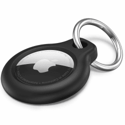 Hülle für Apple AirTag Schlüsselanhänger, Tragbar Keyring Abdeckung, Schutzhülle für AirTag Case Tracker (Schwarz)