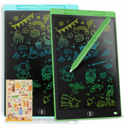 [2 STÜCKE] LCD Schreibtafel 12 Zoll, Genialba Buntes LCD Schreibtablett, LCD Writing Tablet, Elektronischer Tablette, Grafiktablett für Kinderspiele 2 3 4 5 6 7 Jahre Jungen Mädchen (Blau&Grün)