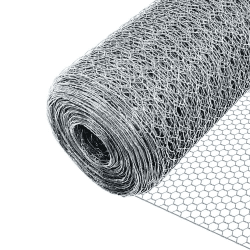 VOUNOT® Maschendrahtzaun Sechseckgeflecht, Drahtzaun Hasendraht Kaninchendraht Hühnerdraht, Maschenweite 25 mm, Höhe 100 cm, Länge 50 m, Verzinkt Silber
