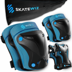 SKATEWIZ Kinder Protektoren Set Schoner - Inliner Knieschoner Kinder – Schützer Set [6er] für Kinder und Erwachsene - Ideale Passform durch großflächige Schutzpolster mit hohen Dämpfungswerten