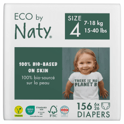 Eco by Naty Baby Öko Windeln - umweltfreundliche Premium-Bio Windeln aus pflanzenbasierten Materialien, ideal für empfindliche Babyhaut (Größe 4 - 156 Stück) - MONATSBOX