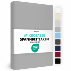 JACOBSON Spannbettlaken 180x200-200x200, Premium Mikrofaser Spannbetttuch 160g/m², Bettlaken (180x200cm - 200x200cm, Grau)