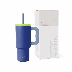 Simple Modern Thermobecher mit Silikonstrohhalm und Griff | Isolierter Edelstahl-Trinkbecher Eiskaffee-Reisebecher | Trek | 710ml | Asteroid