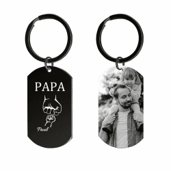 HOBULL Vatertagsgeschenk für Papa Personalisiert Schlüsselanhänger, Papa Geschenk Fauststoß-Design Schlüsselanhänger Gravur mit Foto&Namen, Vater Geburtstagsgeschenk Personalisierte von Kinder