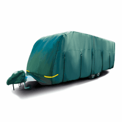 Wohnwagen Schutzhülle 560 cm – 620 cm Länge, 4-lagig atmungsaktiv, wasserabweisend, grün