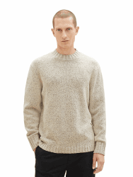 TOM TAILOR Herren Comfort Fit Mouliné Strick-Pullover
